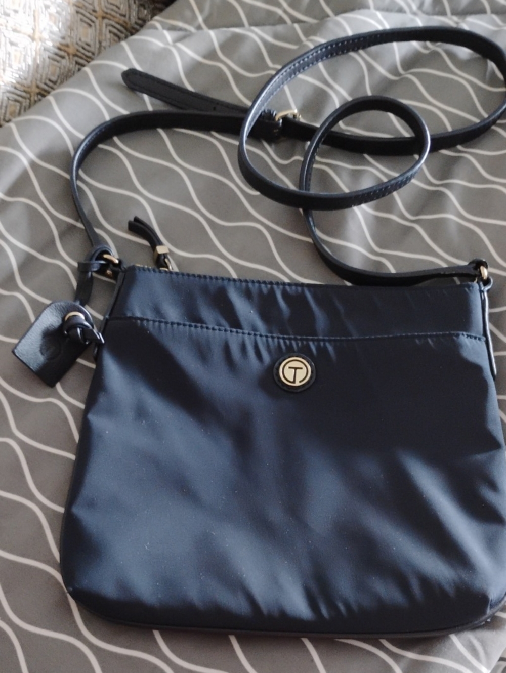 Talbot Navy Crossbody Bag with Logo Accent
